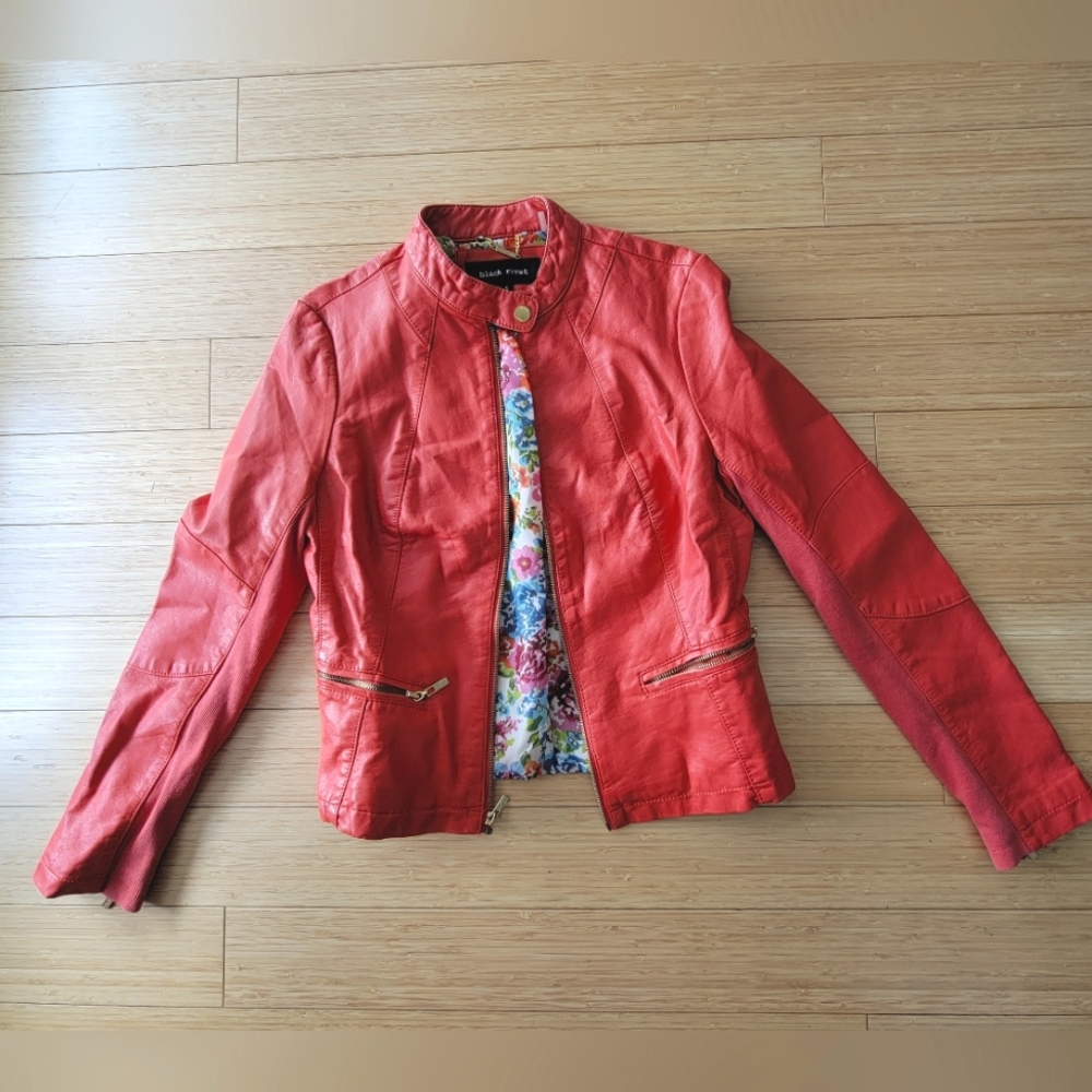 Black Rivet Orange Faux Leather Jacket